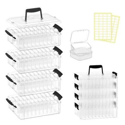 Bead Organizer Box 120 Pcs, 4-Tier Large Capacity Stackable Bead Storage Containers, Portable Plastic Craft Organizers for Jewelry Making, Bracelets, DIY, Nail Art Charms