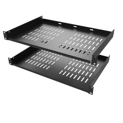 2 Pcs of 1U Universal Rack Shelf, 12" Deep Vented Cantilever Rack Tray for 19" Networking Cabinet or Rack, Black 2 Pcs (12 inches 2 Pcs)