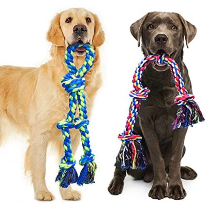 Heavy Duty Dog Rope Toys for Large Breed Aggressive Chewers, 2 Pack Indestructible Teeth Cleaning Tug of War Toy